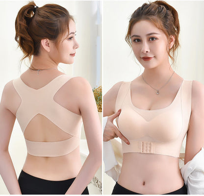 2-in-1 Breast Lifter & Back Support Front Closure Sports Bra