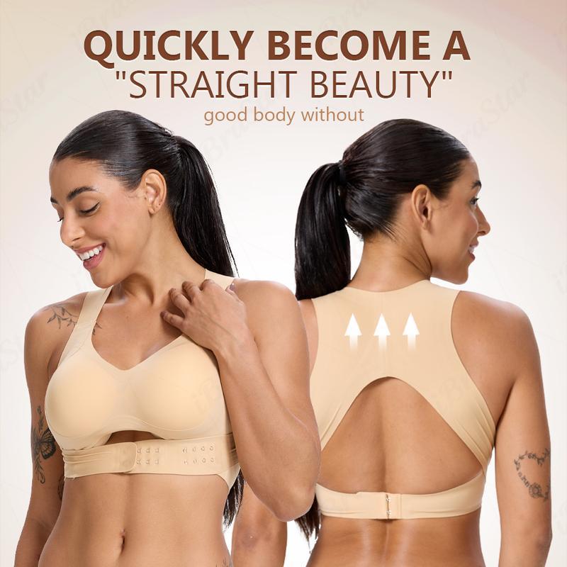 2-in-1 Breast Lifter & Back Support Front Closure Sports Bra