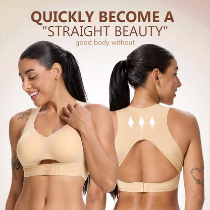 2-in-1 Breast Lifter & Back Support Front Closure Sports Bra