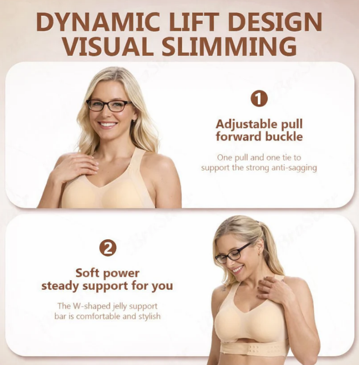 2-in-1 Breast Lifter & Back Support Front Closure Sports Bra