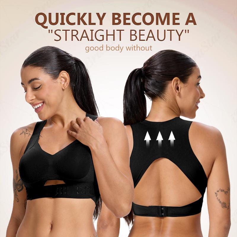 2-in-1 Breast Lifter & Back Support Front Closure Sports Bra