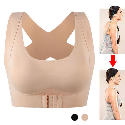 2-in-1 Breast Lifter & Back Support Front Closure Sports Bra